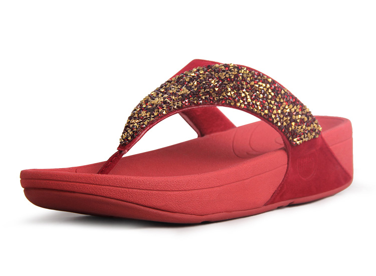 Fitflop Womens Rock Chic S-diamond Red Thongs Sandals
